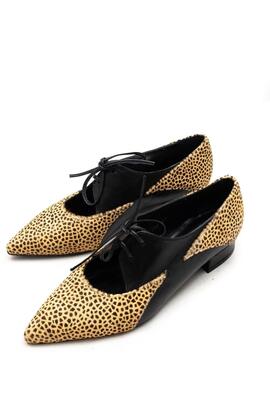 Zapato Angari Oxford negro y leopardo