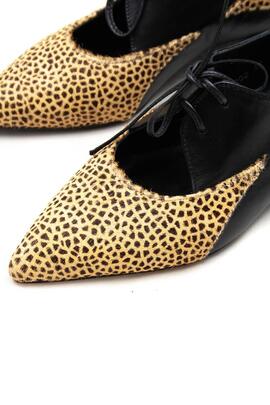 Zapato Angari Oxford negro y leopardo