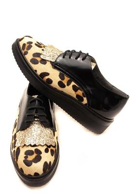 Zapato Kanna Selva negro y leopardo